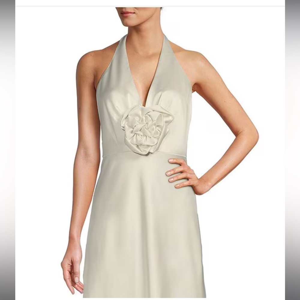 Rosalea Rosette Satin Halter Dress